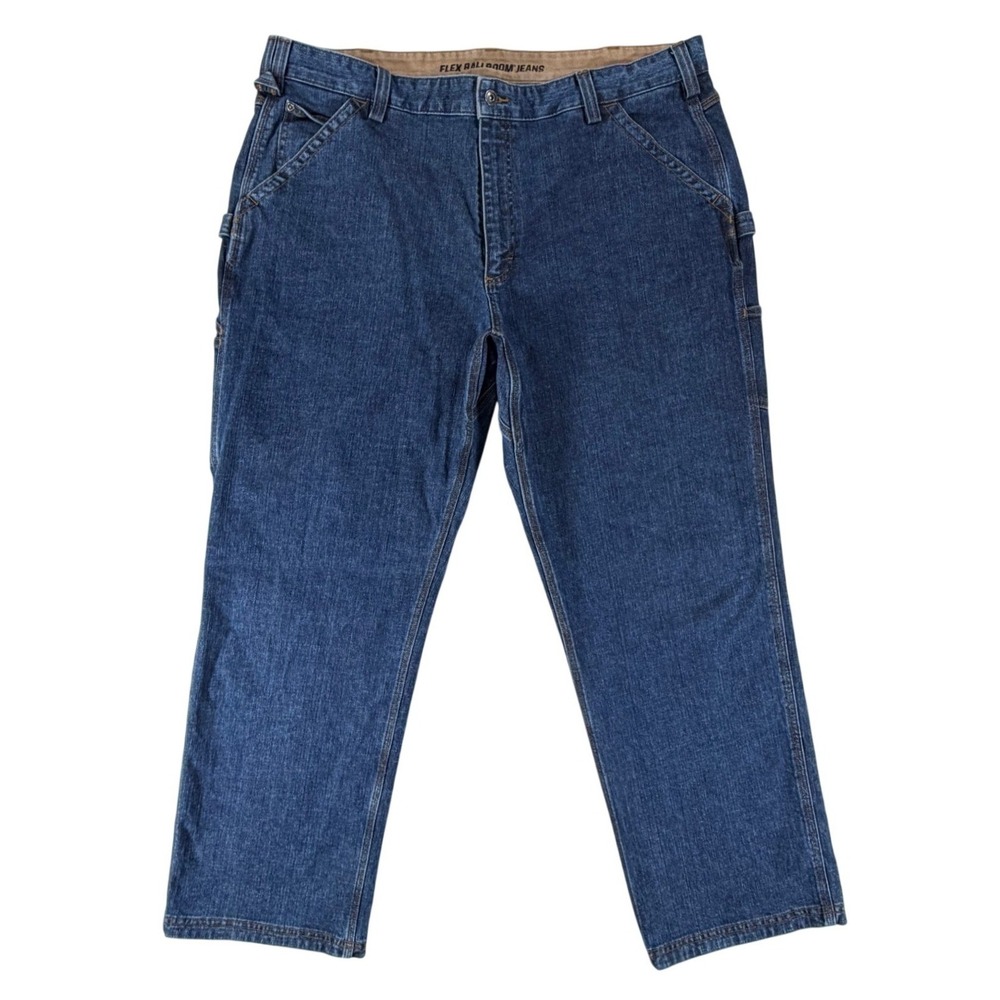 Duluth Trading Co Mens Flex Ballroom Jeans 42x32 Relaxed Carpenter Blue Denim